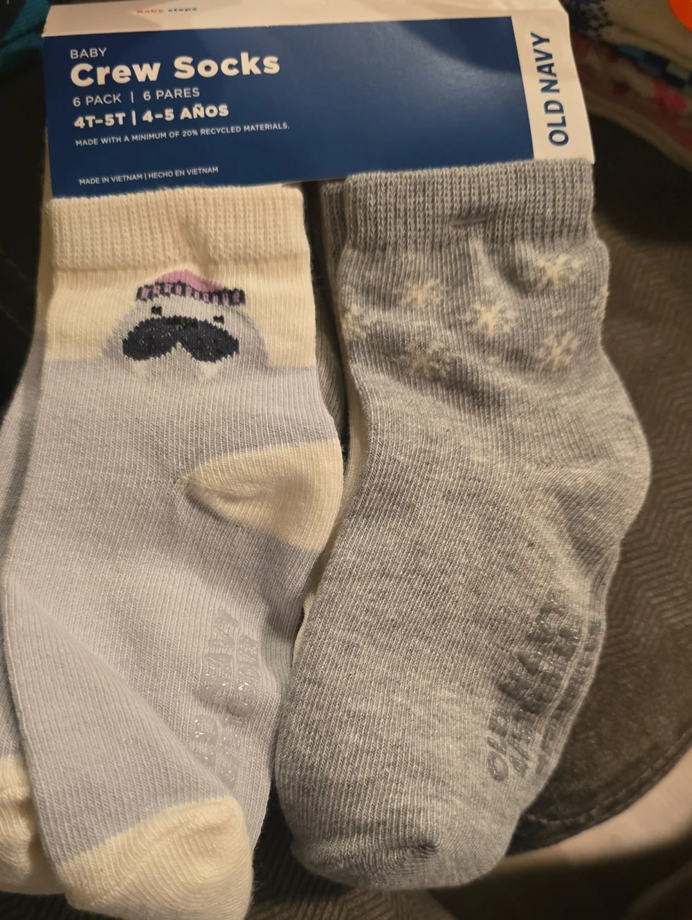 Old Navy Baby Crew Socks - Cream, Gray & Light Blue (6 Pack)